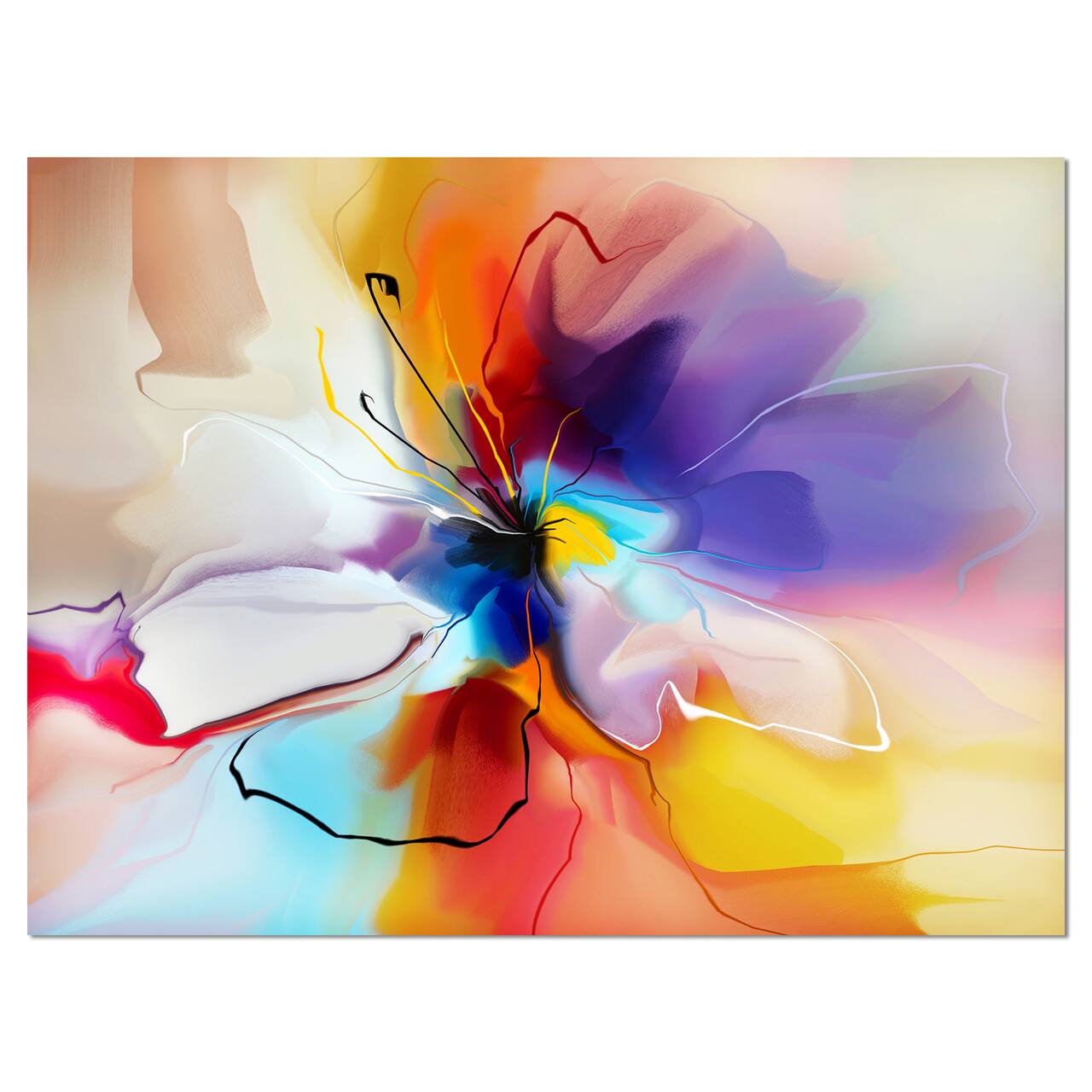 Designart - Creative Flower in Multiple Colors - Floral canvas art